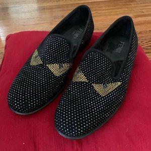 FENDI Men’s Crystal Monster Eyes Smoking Loafers